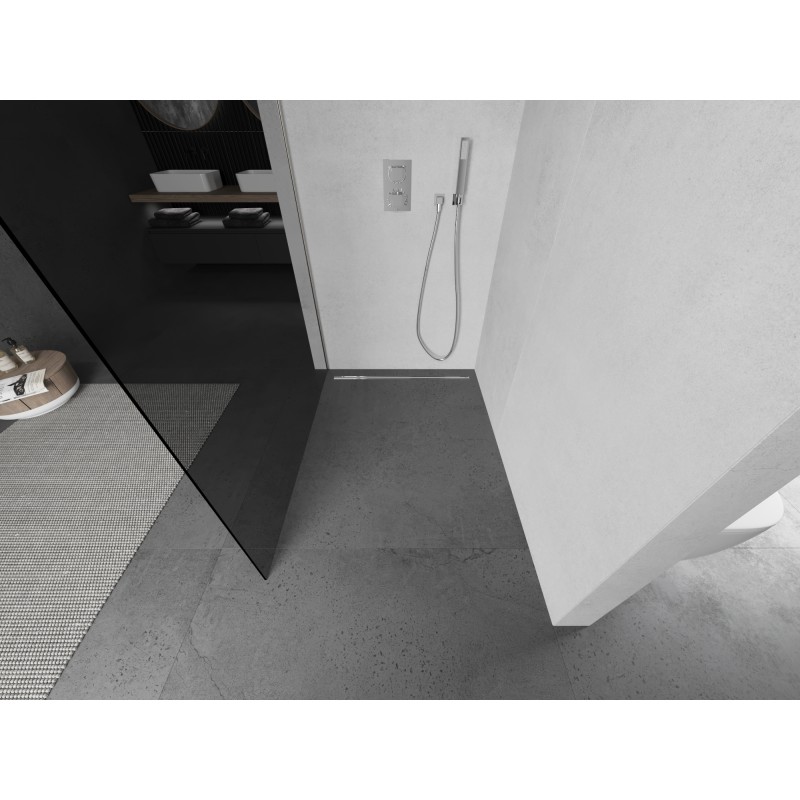 Mexen Kioto Duschwand Walk-in 120 x 200 cm, graphit 8 mm, gebürsteter Nickel - 800-120-101-97-40