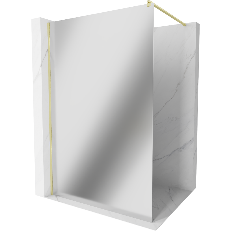 Mexen Kioto Duschwand Walk-in 110 x 200 cm, Spiegel 8 mm, gold gebürstet - 800-110-101-55-50