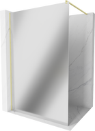 Mexen Kioto Duschwand Walk-in 130 x 200 cm, Spiegel 8 mm, gebürstetes Gold - 800-130-101-55-50