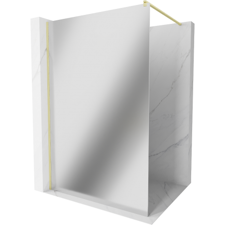 Mexen Kioto Duschwand Walk-in 140 x 200 cm, Spiegel 8 mm, gebürstetes Gold - 800-140-101-55-50