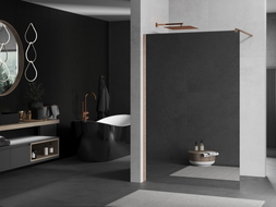 Mexen Kioto Duschwand Walk-in 70 x 200 cm, Spiegel 8 mm, gebürstetes Kupfer - 800-070-101-65-50