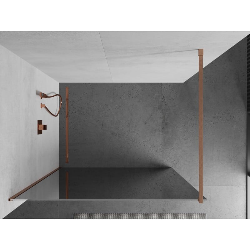 Mexen Kioto Duschwand Walk-in 70 x 200 cm, Spiegel 8 mm, gebürstetes Kupfer - 800-070-101-65-50
