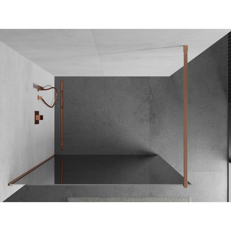 Mexen Kioto Duschwand Walk-in 120 x 200 cm, Spiegel 8 mm, gebürstetes Kupfer - 800-120-101-65-50