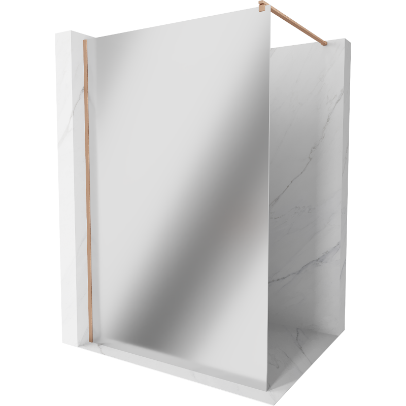 Mexen Kioto Duschwand Walk-in 120 x 200 cm, Spiegel 8 mm, gebürstetes Kupfer - 800-120-101-65-50