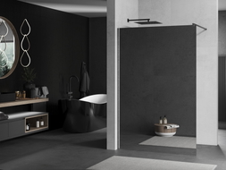 Mexen Kioto Duschwand Walk-in 90 x 200 cm, Spiegel 8 mm, geschliffen in Gun Grau - 800-090-101-66-50