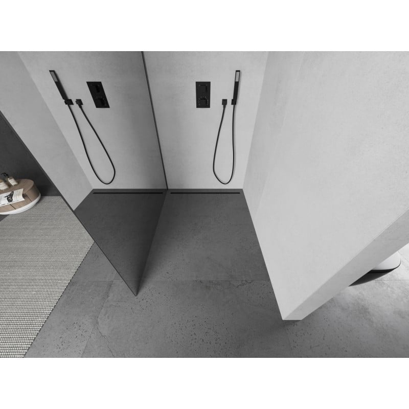 Mexen Kioto Duschwand Walk-in 130 x 200 cm, Spiegel 8 mm, gebürstet Gun Gray - 800-130-101-66-50