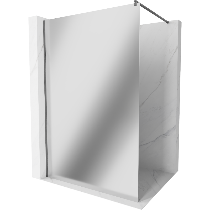 Mexen Kioto Duschwand Walk-in 140 x 200 cm, Spiegel 8 mm, gun grau gebürstet - 800-140-101-66-50