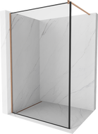 Mexen Kioto Walk-in Duschwand 50 x 200 cm, schwarzer Rahmen 8 mm, gebürstetes Kupfer - 800-050-101-65-70