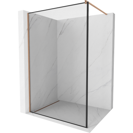 Mexen Kioto Duschwand Walk-in 100 x 200 cm, schwarzer Rahmen 8 mm, gebürstetes Kupfer - 800-100-101-65-70