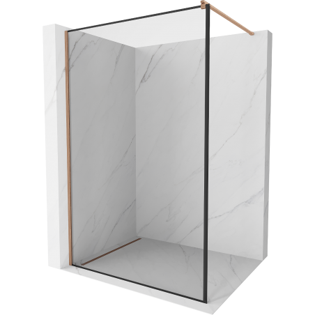 Mexen Kioto Duschwand Walk-in 150 x 200 cm, schwarzer Rahmen 8 mm, gebürstetes Kupfer - 800-150-101-65-70