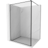 Mexen Kioto Duschwand Walk-in 140 x 200 cm, schwarzer Rahmen 8 mm, gebürstet gun gray - 800-140-101-66-70