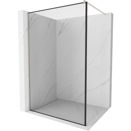 Mexen Kioto Duschwand Walk-in 50 x 200 cm, schwarzer Rahmen 8 mm, gebürsteter Nickel - 800-050-101-97-70