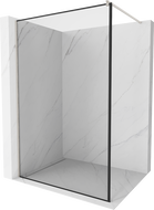 Mexen Kioto Duschwand Walk-in 100 x 200 cm, schwarzer Rahmen 8 mm, gebürstetes Nickel - 800-100-101-97-70