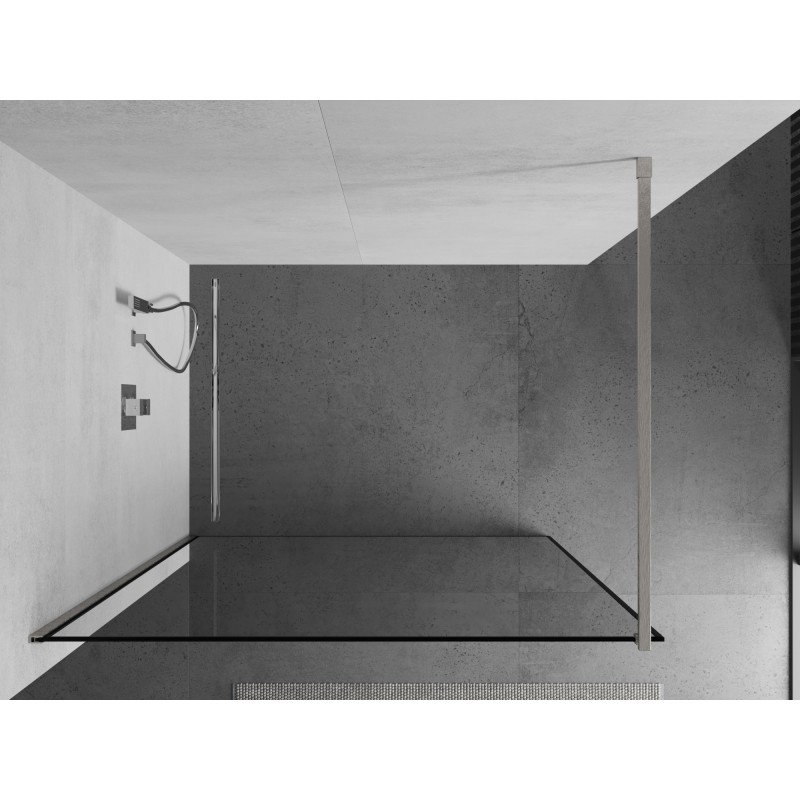 Mexen Kioto Duschwand Walk-in 150 x 200 cm, schwarzer Rahmen 8 mm, gebürsteter Nickel - 800-150-101-97-70