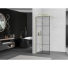 Mexen Kioto Duschwand Walk-in 70 x 200 cm, schwarzes Gitter 8 mm, gebürstetes Gold - 800-070-101-55-77