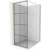 Mexen Kioto Duschwand Walk-in 70 x 200 cm, schwarzes Gitter 8 mm, gebürstetes Gold - 800-070-101-55-77