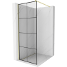Mexen Kioto Duschwand Walk-in 80 x 200 cm, schwarzes Gitter, 8 mm, gebürstetes Gold - 800-080-101-55-77