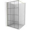 Mexen Kioto Duschwand Walk-in 100 x 200 cm, schwarzes Gitter 8 mm, gebürstetes Gold - 800-100-101-55-77