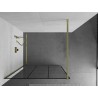 Mexen Kioto Duschwand Walk-in 100 x 200 cm, schwarzes Gitter 8 mm, gebürstetes Gold - 800-100-101-55-77