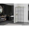 Mexen Kioto Duschwand Walk-in 110 x 200 cm, schwarzes Gitter 8 mm, gebürstetes Gold - 800-110-101-55-77