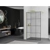 Mexen Kioto Duschwand Walk-in 120 x 200 cm, schwarzes Gitter 8 mm, gold gebürstet - 800-120-101-55-77