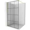 Mexen Kioto Duschwand Walk-in 120 x 200 cm, schwarzes Gitter 8 mm, gold gebürstet - 800-120-101-55-77