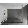 Mexen Kioto Duschwand Walk-in 130 x 200 cm, schwarzes Gitter 8 mm, gebürstetes Gold - 800-130-101-55-77