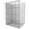 Mexen Kioto Duschwand Walk-in 150 x 200 cm, schwarzes Gitter 8 mm, gebürstetes Gold - 800-150-101-55-77