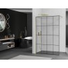 Mexen Kioto Duschwand Walk-in 160 x 200 cm, schwarzes Gitter 8 mm, gebürstetes Gold - 800-160-101-55-77