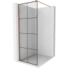 Mexen Kioto Duschwand Walk-in 70 x 200 cm, schwarzes Gitter 8 mm, gebürstetes Kupfer - 800-070-101-65-77