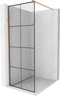 Mexen Kioto Duschwand Walk-in 70 x 200 cm, schwarzes Gitter 8 mm, gebürstetes Kupfer - 800-070-101-65-77