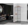 Mexen Kioto Duschwand Walk-in 80 x 200 cm, schwarzes Gitter 8 mm, gebürstetes Kupfer - 800-080-101-65-77