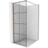 Mexen Kioto Duschwand Walk-in 80 x 200 cm, schwarzes Gitter 8 mm, gebürstetes Kupfer - 800-080-101-65-77
