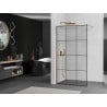 Mexen Kioto Duschwand Walk-in 100 x 200 cm, schwarzes Gitter 8 mm, gebürstetes Kupfer - 800-100-101-65-77