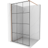 Mexen Kioto Duschwand Walk-in 100 x 200 cm, schwarzes Gitter 8 mm, gebürstetes Kupfer - 800-100-101-65-77