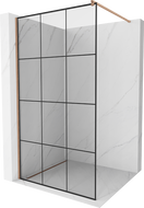 Mexen Kioto Duschwand Walk-in 100 x 200 cm, schwarzes Gitter 8 mm, gebürstetes Kupfer - 800-100-101-65-77