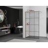 Mexen Kioto Duschwand Walk-in 120 x 200 cm, schwarzes Gitter 8 mm, gebürstetes Kupfer - 800-120-101-65-77