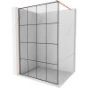 Mexen Kioto Duschwand Walk-in 130 x 200 cm, schwarzes Gitter 8 mm, gebürstetes Kupfer - 800-130-101-65-77