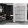 Mexen Kioto Duschwand Walk-in 150 x 200 cm, schwarzes Gitter 8 mm, gebürstetes Kupfer - 800-150-101-65-77