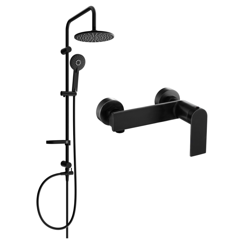 Mexen Zero Carl Duschset zur Aufputzmontage mit Regendusche und Duscharmatur, schwarz - 71140240-70