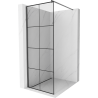 Mexen Kioto Duschwand Walk-in 90 x 200 cm, schwarzes Gitter 8 mm, gebürstetes Waffengrau - 800-090-101-66-77