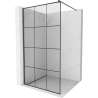 Mexen Kioto Duschwand Walk-in 100 x 200 cm, schwarzes Gitter 8 mm, gebürstet Gun Grey - 800-100-101-66-77