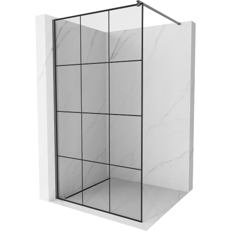 Mexen Kioto Duschwand Walk-in 110 x 200 cm, schwarzes Gitter 8 mm, gun gray gebürstet - 800-110-101-66-77