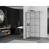 Mexen Kioto Duschwand Walk-in 120 x 200 cm, schwarzes Gitter 8 mm, gebürstetes Gun Gray - 800-120-101-66-77