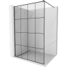Mexen Kioto Duschwand Walk-in 130 x 200 cm, schwarzes Gitter 8 mm, gebürstetes Gun Gray - 800-130-101-66-77