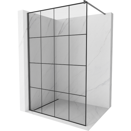 Mexen Kioto Duschwand Walk-in 140 x 200 cm, schwarz kariert 8 mm, gun gray gebürstet - 800-140-101-66-77