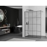 Mexen Kioto Duschwand Walk-in 160 x 200 cm, schwarzes Gitter 8 mm, gebürstet Gun Grau - 800-160-101-66-77