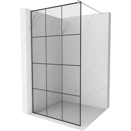 Mexen Kioto Duschwand Walk-in 110 x 200 cm, schwarzes Gitter 8 mm, gebürsteter Nickel - 800-110-101-97-77