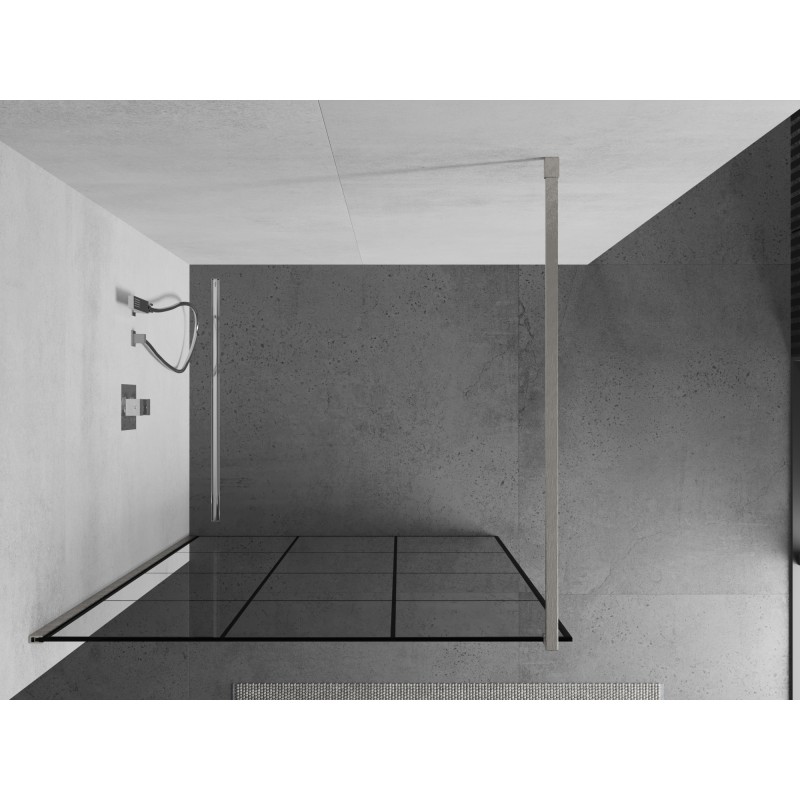 Mexen Kioto Duschwand Walk-in 120 x 200 cm, schwarzes Gitter 8 mm, gebürsteter Nickel - 800-120-101-97-77