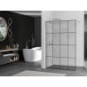 Mexen Kioto Duschwand Walk-in 130 x 200 cm, schwarzes Gitter 8 mm, gebürsteter Nickel - 800-130-101-97-77